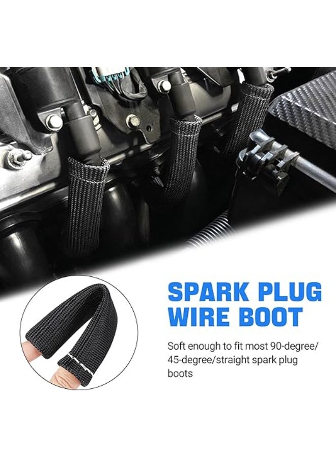 Spark Plug Wire Boots Heat Shield Protector Sleeve 2500 Degree Spark Plug Heat Cover Wrap 6 Inch for SBC BBC 350 454 8PCS by - Image 3